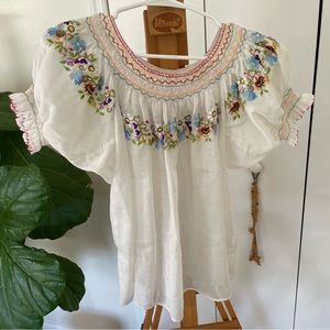 Vintage embroidered gauze top